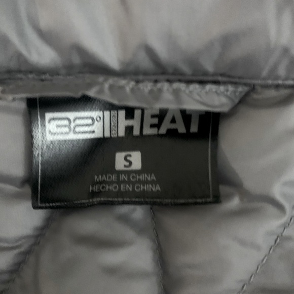 32 Degrees Mixed Media Soft Packable High Neck Down Jacket Coat Gray Black S - Picture 9 of 9